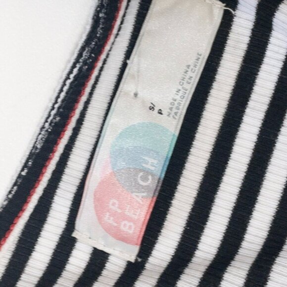 FP Beach Black and White Striped Dress SZ S Long Sleeve V Neck Henley - Picture 9 of 9